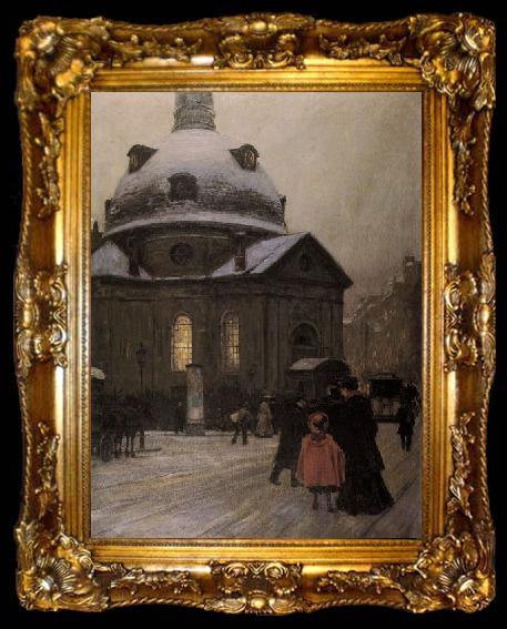 framed  Franz Skarbina Bohmische Kirche am Heiligen Abend, ta009-2